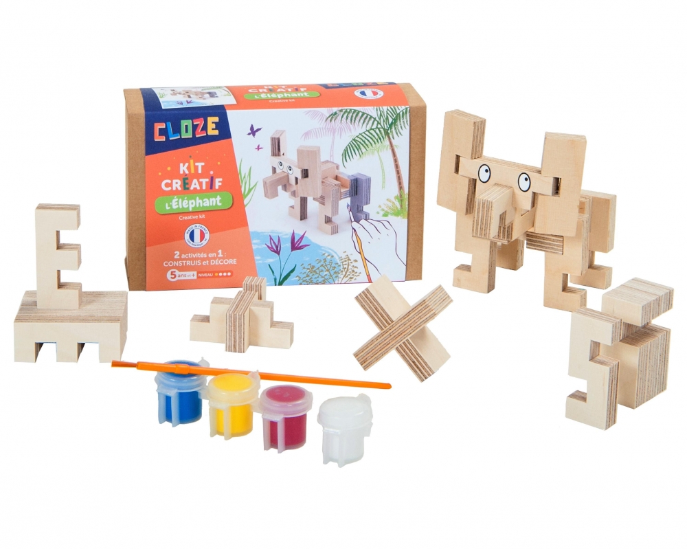 Cloze, jeu de construction créatif éléphant