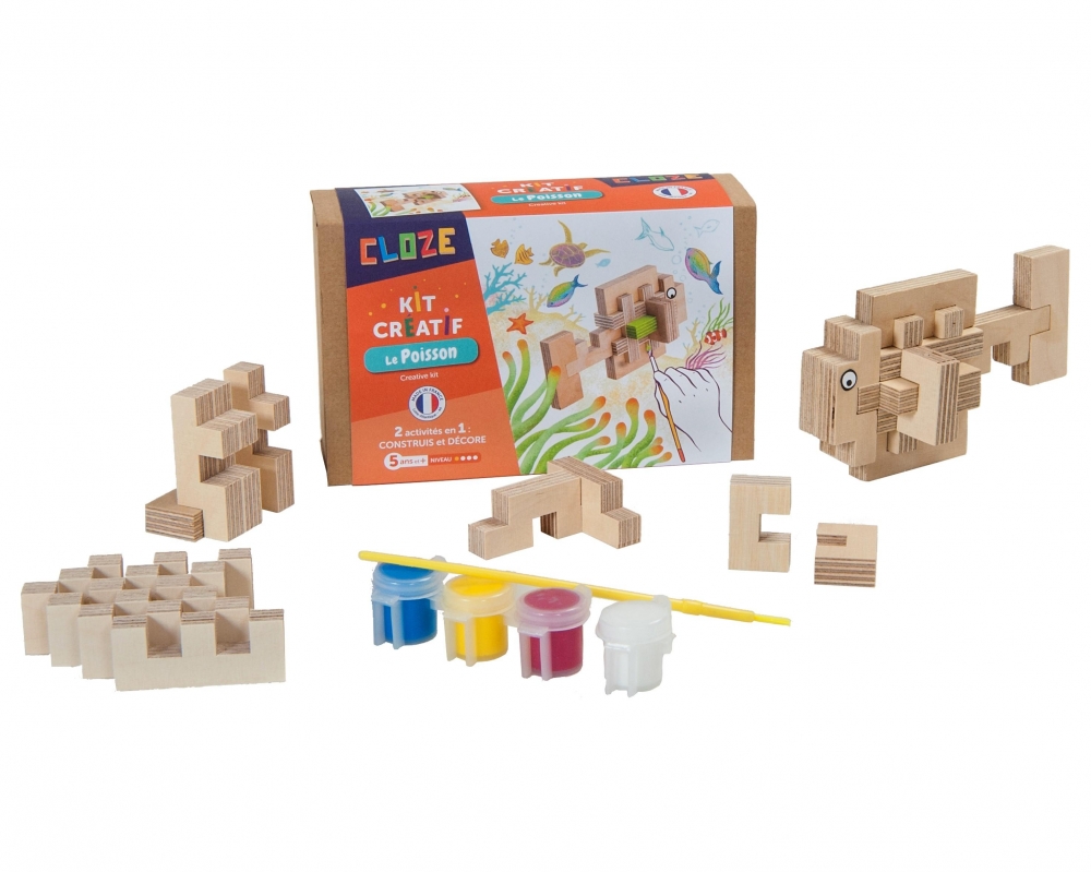 Cloze, jeu de construction créatif poisson