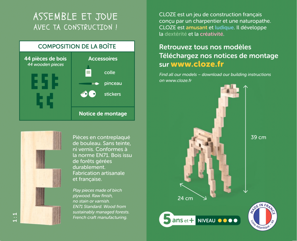 Cloze, jeu de construction aventure - Girafe