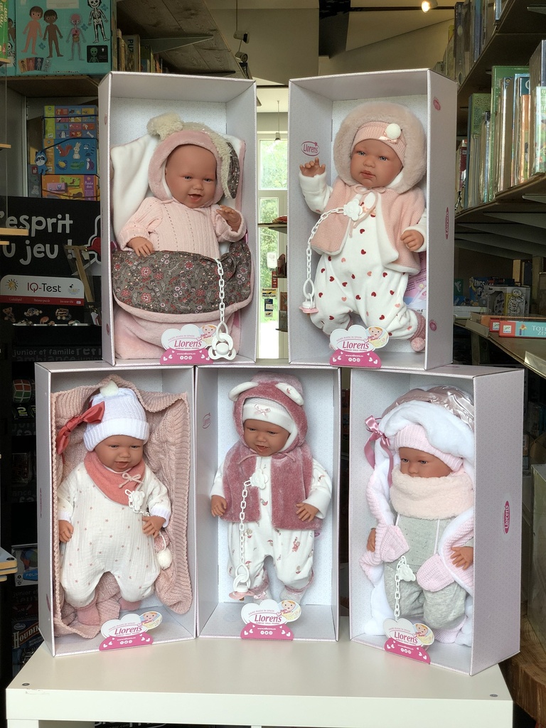 Poupon articulé qui pleure, corps en tissu, 42cm, Mimi gilet rose