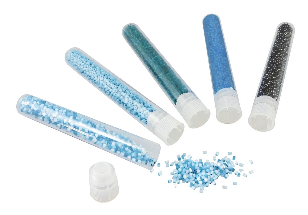 tubes de perles bleu