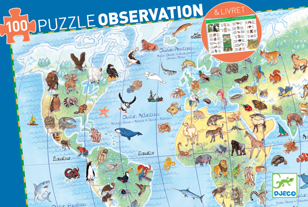 Animaux du monde 100pcs* (Puzzles Observation Djeco)