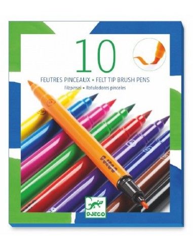 [DJE_DJ08800] 10 Feutres Pinceaux - Classique* (Les Couleurs Djeco)
