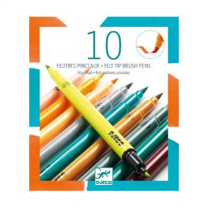 10 Feutres Pinceaux - Tertiaire (Les Couleurs Djeco)
