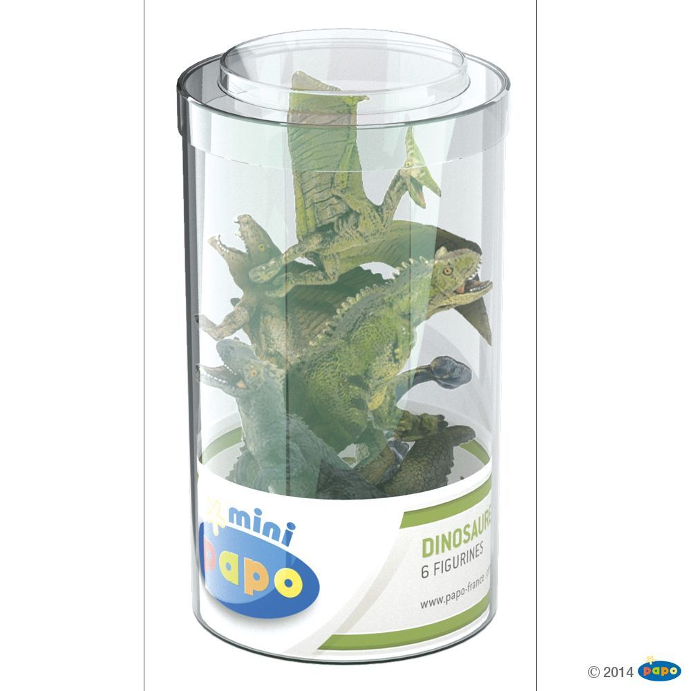 Mini Plus Dinosaures Lot 2 (Tube, 6 Pcs), Figurine Mini Papo