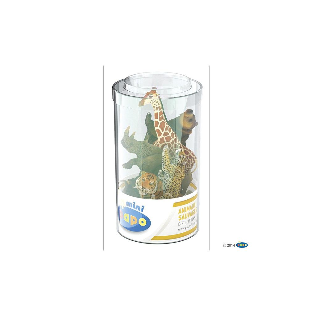 Mini Plus Sauvages Lot 2 (Tube, 6 Pcs), Figurine Mini Papo