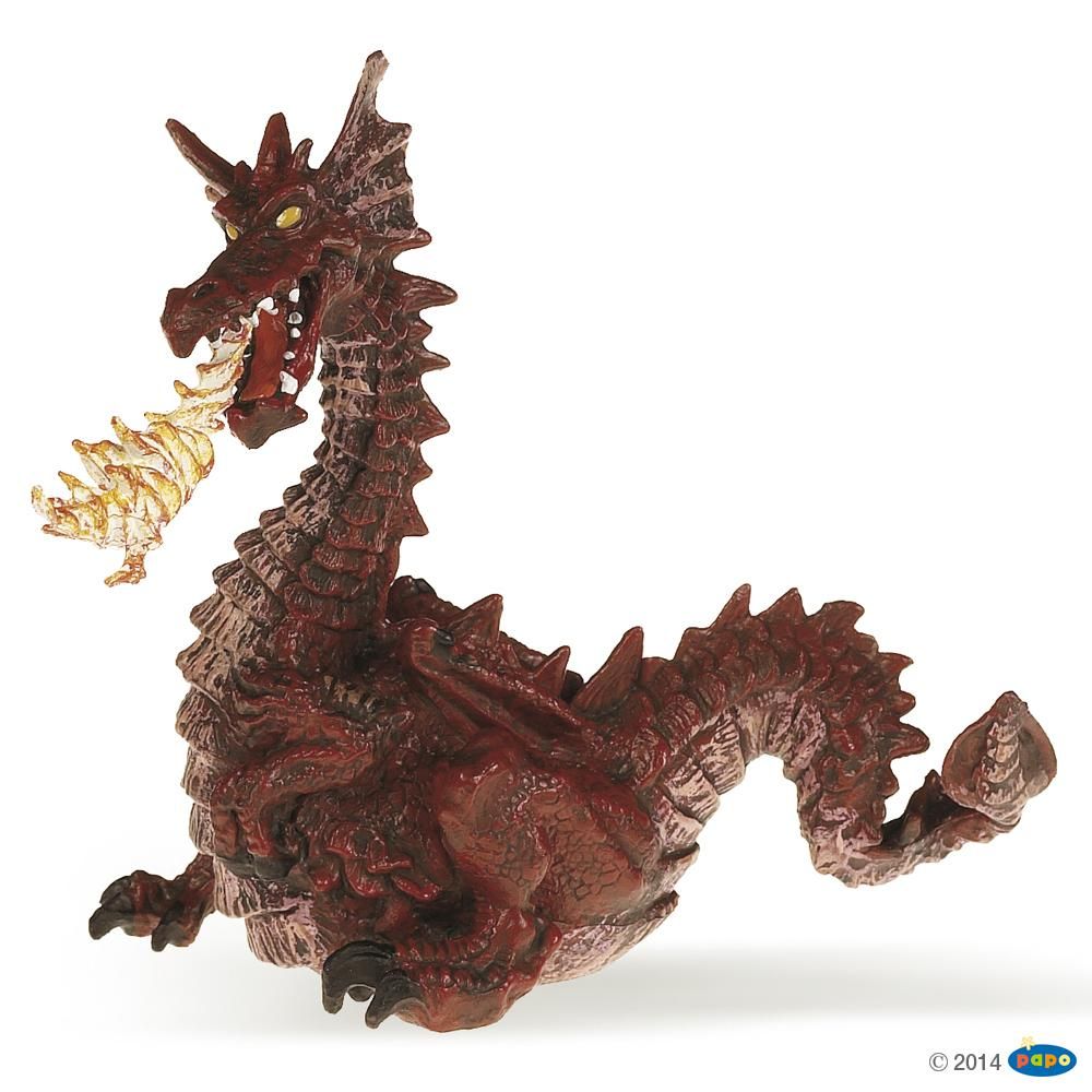 Dragon rouge avec flamme, Figurine du Monde Enchanté Papo
