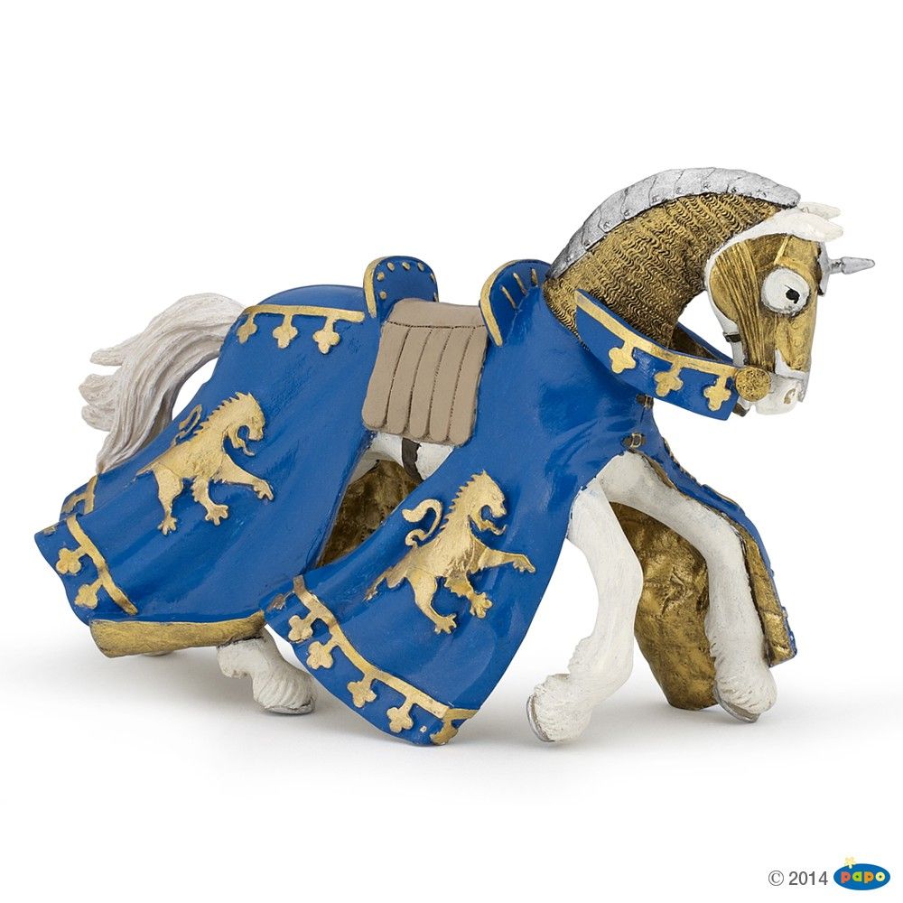 Cheval du Prince Richard Bleu, Figurine du Monde Médiéval Papo
