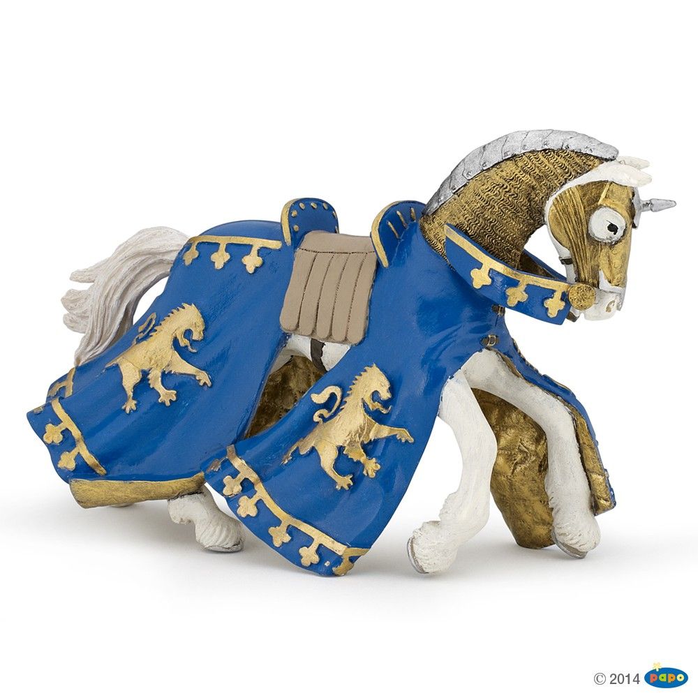 Cheval du prince richard bleu, Figurine du Monde Médiéval Papo