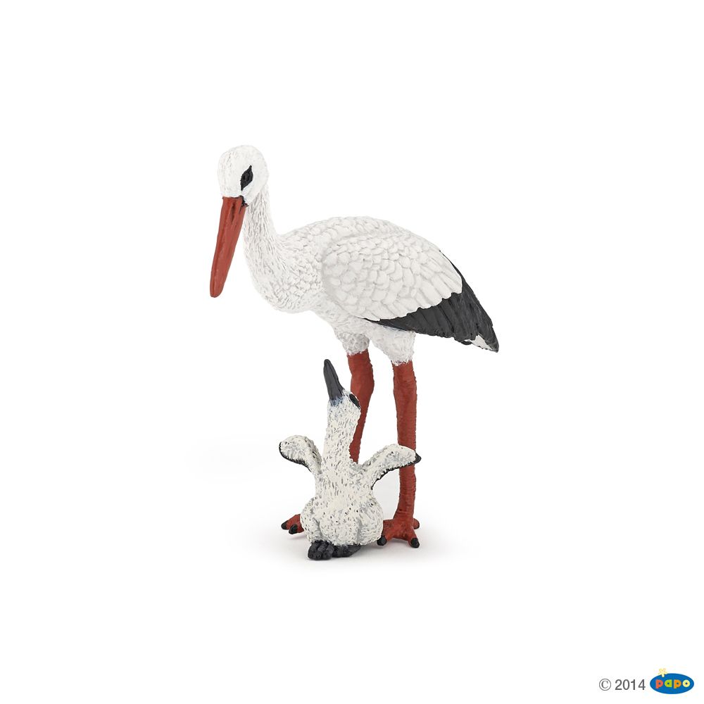 Cigogne et son bébé, Figurine de La Vie Sauvage Papo