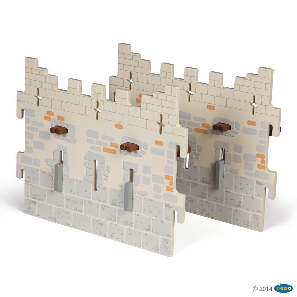 Set 4 Château du Maître des Armes (2 Grands Murs), Monde Médiéval Miniature Papo