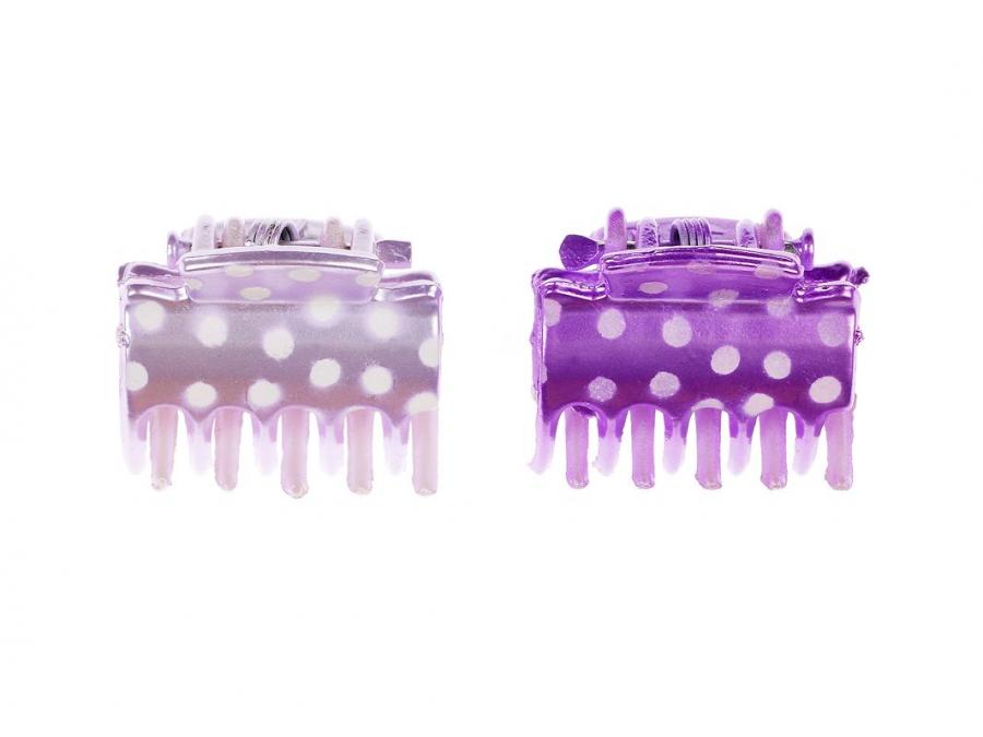 [SOU_1994] Hair Clips Poppy Dots Lilac-Purple (6 On A Card)