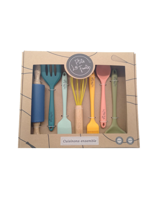Lot de 7 ustensiles de cuisine en silicone platine pour enfants