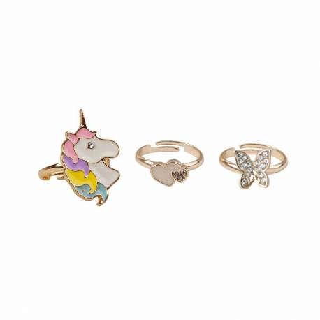 Bagues Boutique Butterfly & Unicorn , 3 Pcs