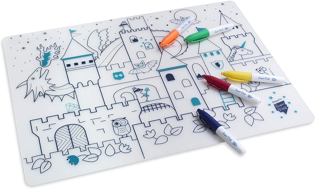 [SUP_JT-castle10] Set de Table en Silicone à Colorier "Château"