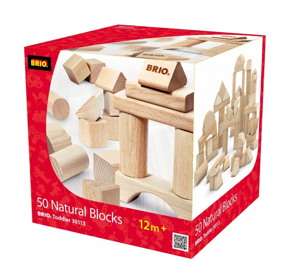 50 blocs en bois naturel