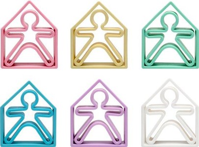 [HEB_01022P] 6 Enfants et 6 Maisons "Pastel" Dëna en Silicone
