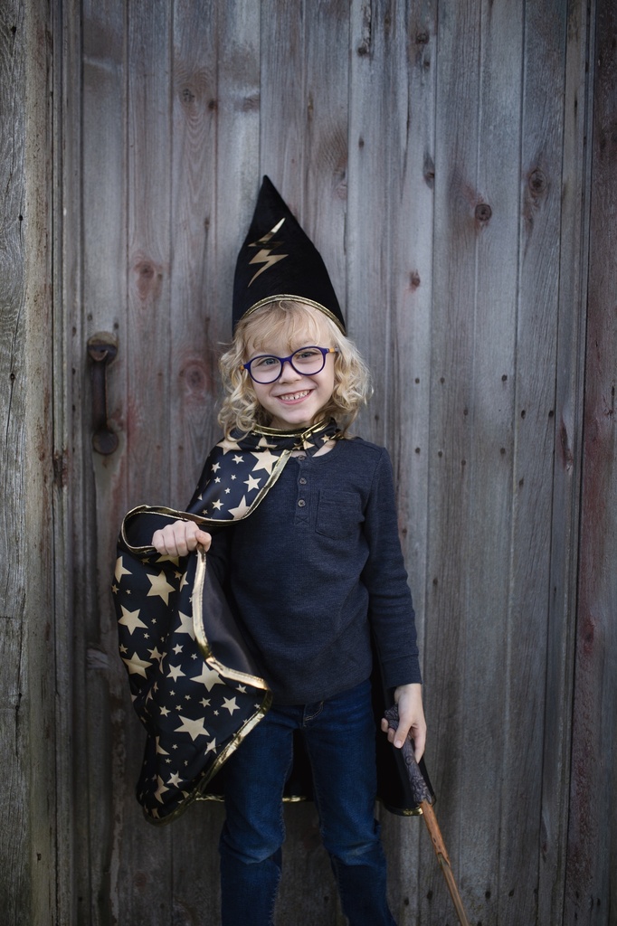 Cape de magicien réversible avec chapeau, noir / 4-6 ans