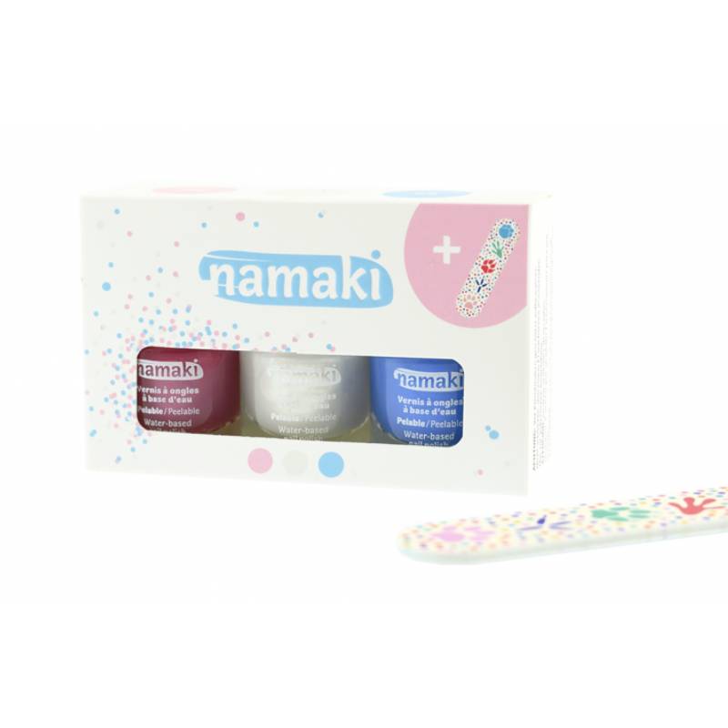 [CHO_NA110901] Coffret de Vernis Blanc, Rose & Bleu Ciel Namaki