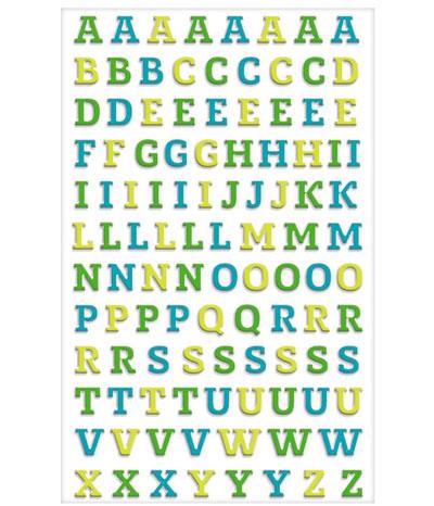 Cooky, Lettres de l'Alphabet bleu-vert à coller (Maildor)