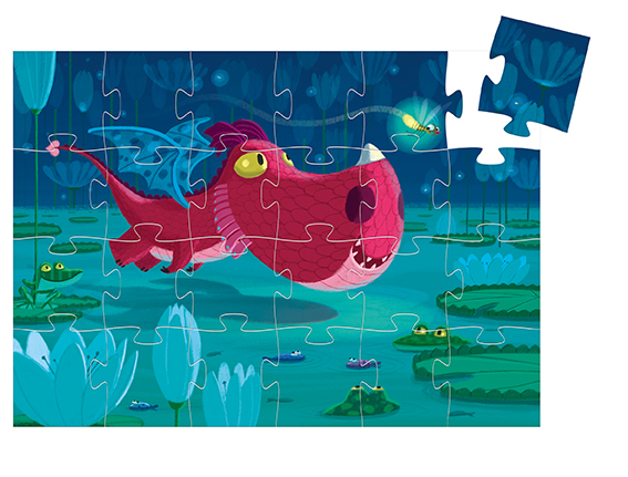 Edmond le dragon - 24 pcs (Puzzles silhouettes Djeco)