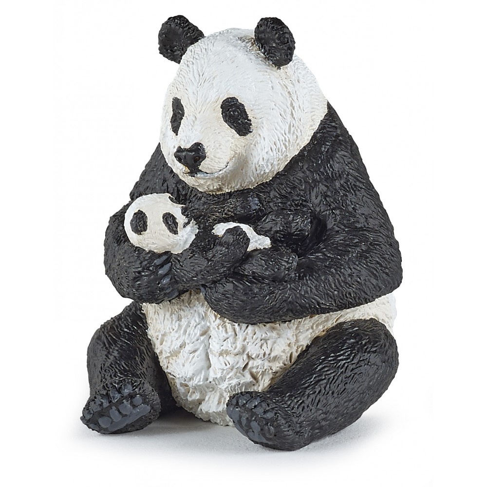 Panda assis et son bébé, Figurine de La Vie Sauvage Papo