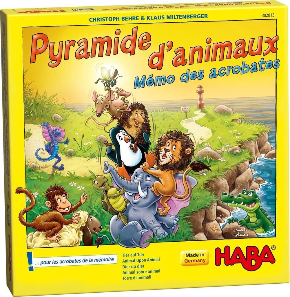 Pyramide d'Animaux-Mémo des Acrobates Haba - Jeu d'Empilement et de Mémoire