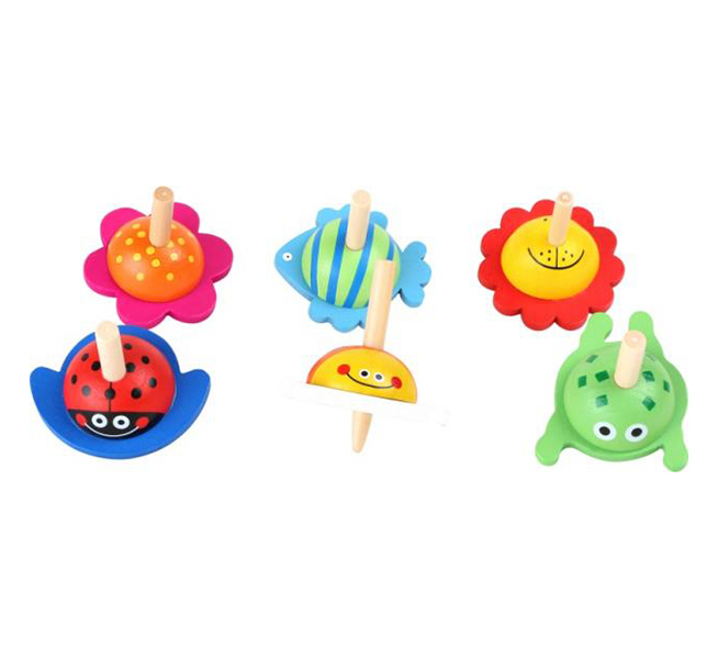 toupie colorée en bois, coloris aléatoires