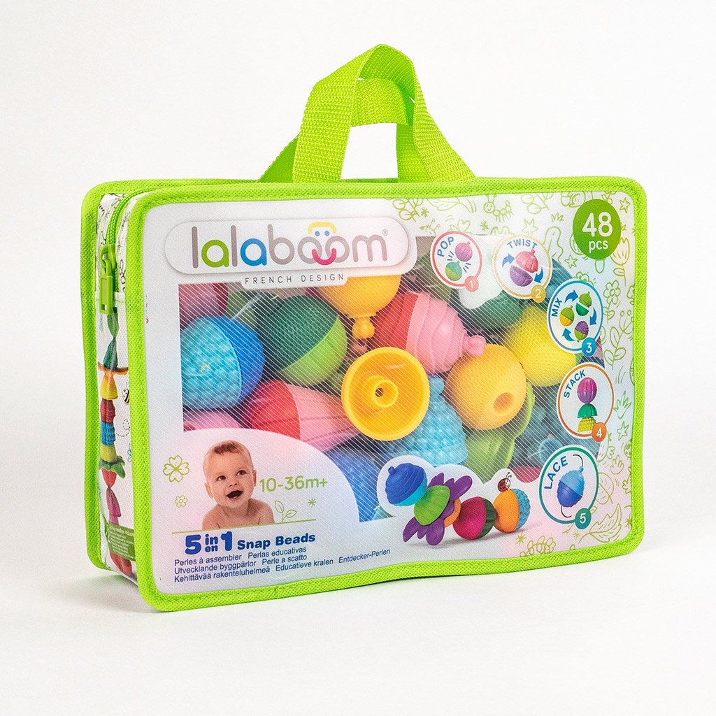 LALABOUM sac de perles éducatives et accessoires 48 pièces