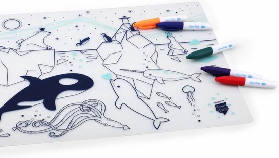 set de table en silicione à colorier à l'infini thème marin