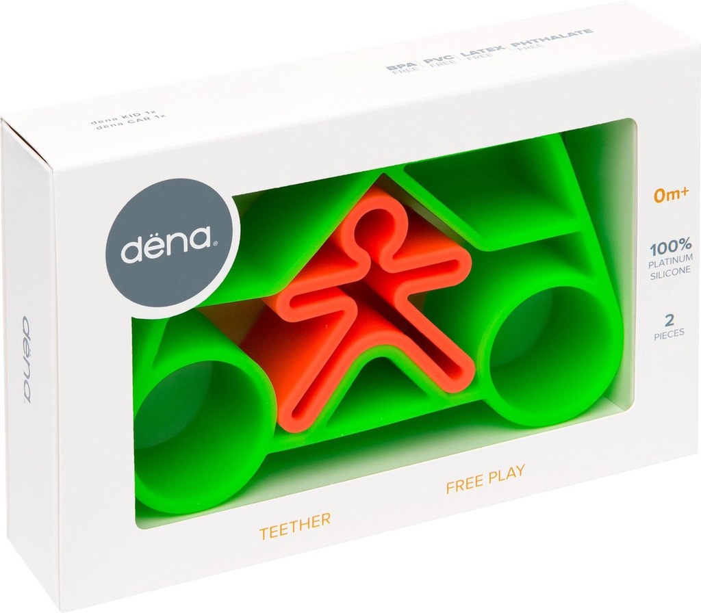 [HEB_01037N] 1 Voiture et 1 Enfant Vert Néon Dëna en Silicone