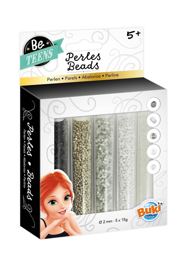 tubes de perles blancs et argentés