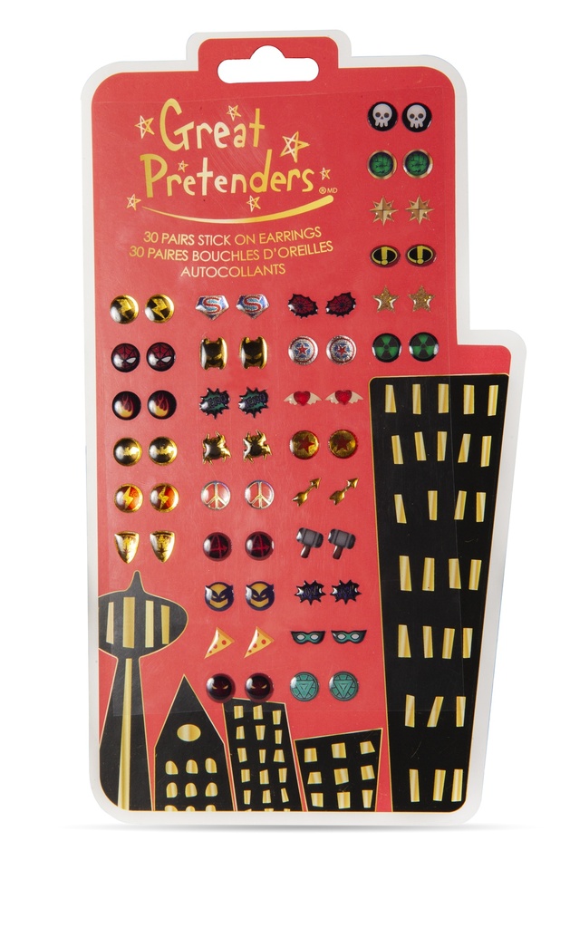 [GRP_87505] Set de 30 Paires de Boucles d'Oreilles Autocollantes Super-Héro