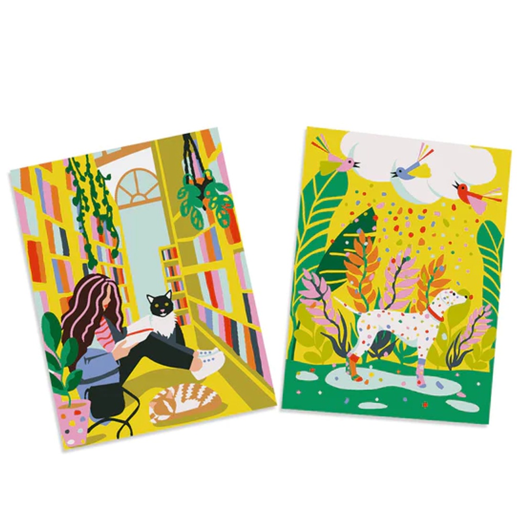 [CHO_WP-KIDPBN-6] Peinture au Numéro Chien Confetti et Bibliothèque