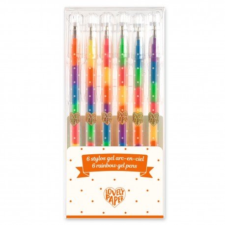 6 STYLOS GEL ARC-EN-CIEL