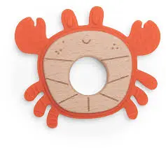Anneau de dentition bois et silicone crabe Les aventures de Paulie
