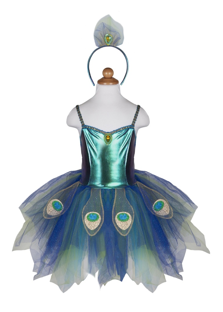 [GRP_34885] Robe de Paon avec Coiffe Taille 5-6 Ans