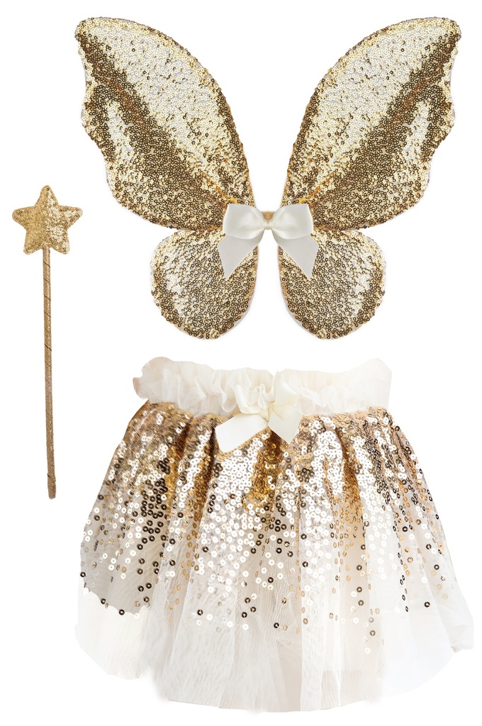 [GRP_41755] Set Papillon Sequin Doré (Jupe, Ailes et Baguette)