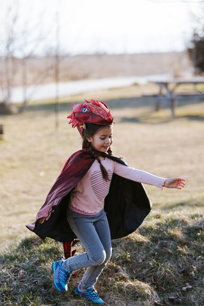 [GRP_57175] Cape de Dragon Rouge Irisé 5-6 Ans