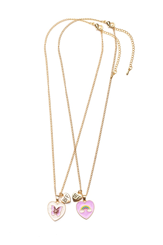 collier papillon arc-en-ciel BFF