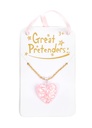 Collier Boutique Glitter Heart Rose Pâle Ou Mauve