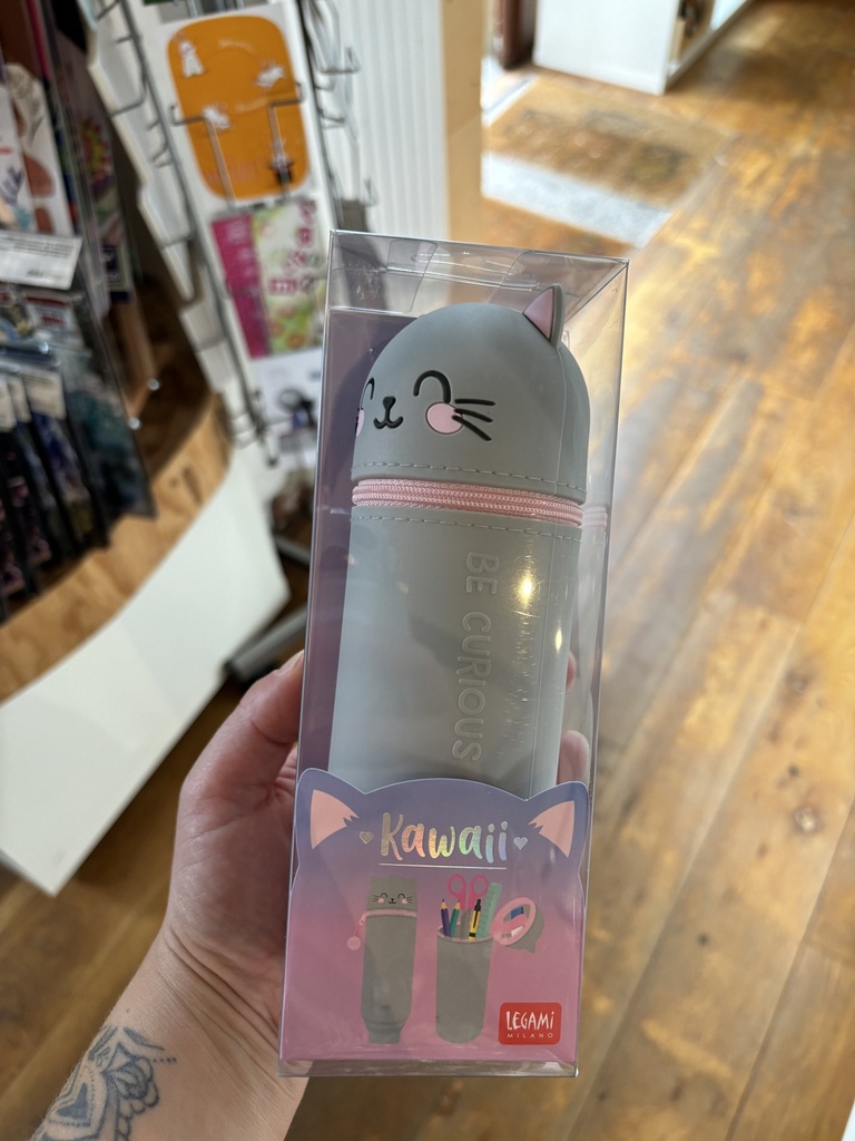 [LEG_KA0016] Kawaii 2-In-1 Soft Silicone Pencil Case - Chat