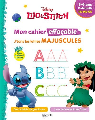 Lilo et Stitch Mon Cahier Effacable j'Ecris les Lettres Maju