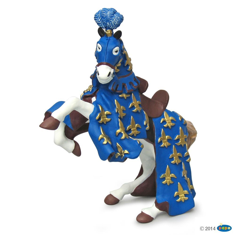 [PAP_39258] Cheval du prince Philippe bleu, Figurine du Monde Médiéval Papo