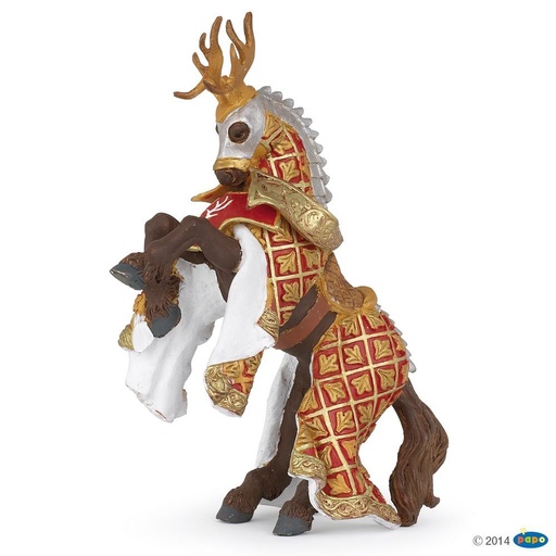 [PAP_39912] Cheval du Maître des armes cimier cerf , Figurine du Monde Médiéval Papo