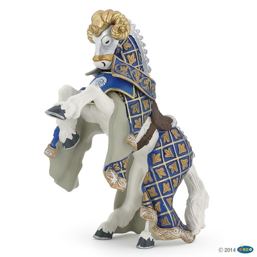 [PAP_39914] Cheval du Maître des armes cimier bélier, Figurine du Monde Médiéval Papo