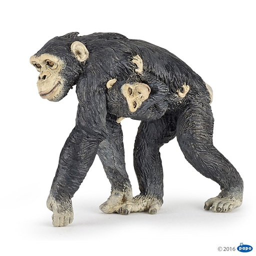 [PAP_50194] Chimpanzé et son bébé, Figurine de La Vie Sauvage Papo