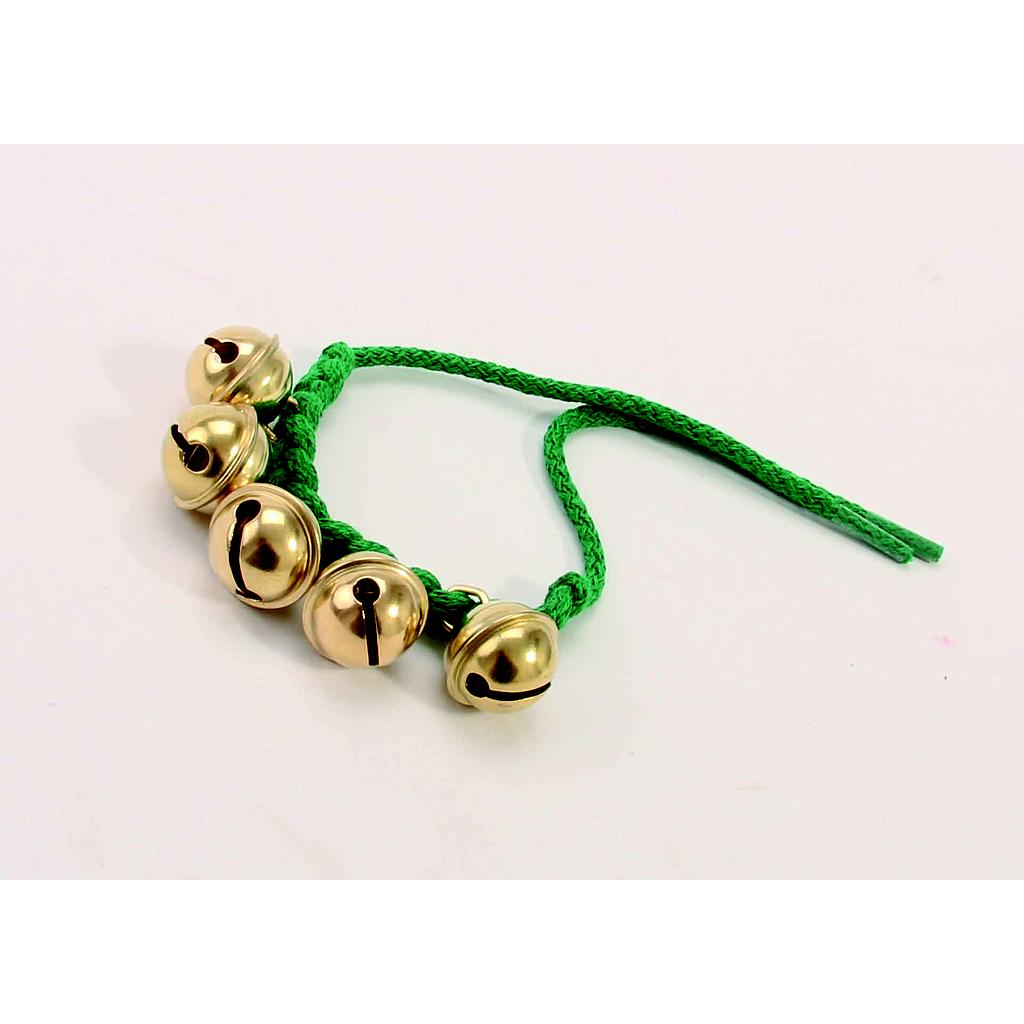 [VAH_773] Bracelet en cordes vertes tressées, avec grelots