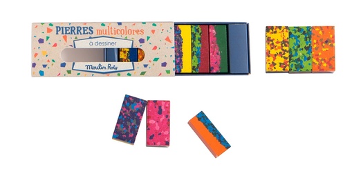 [MOU_711259] Boîte de 6 pierres de cire multicolores "Les petites Merveilles"