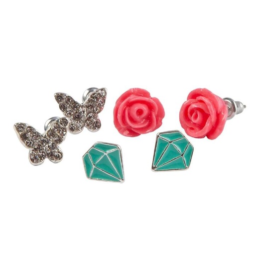 [GRP_90605] Boucles d'oreilles Boutique Rose Studded, 3 Sets